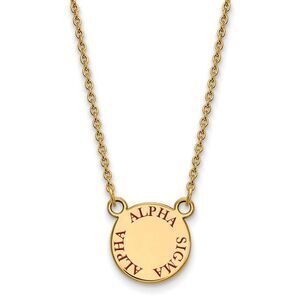 14K Plated Silver Alpha Sigma Alpha Small Enamel Necklace